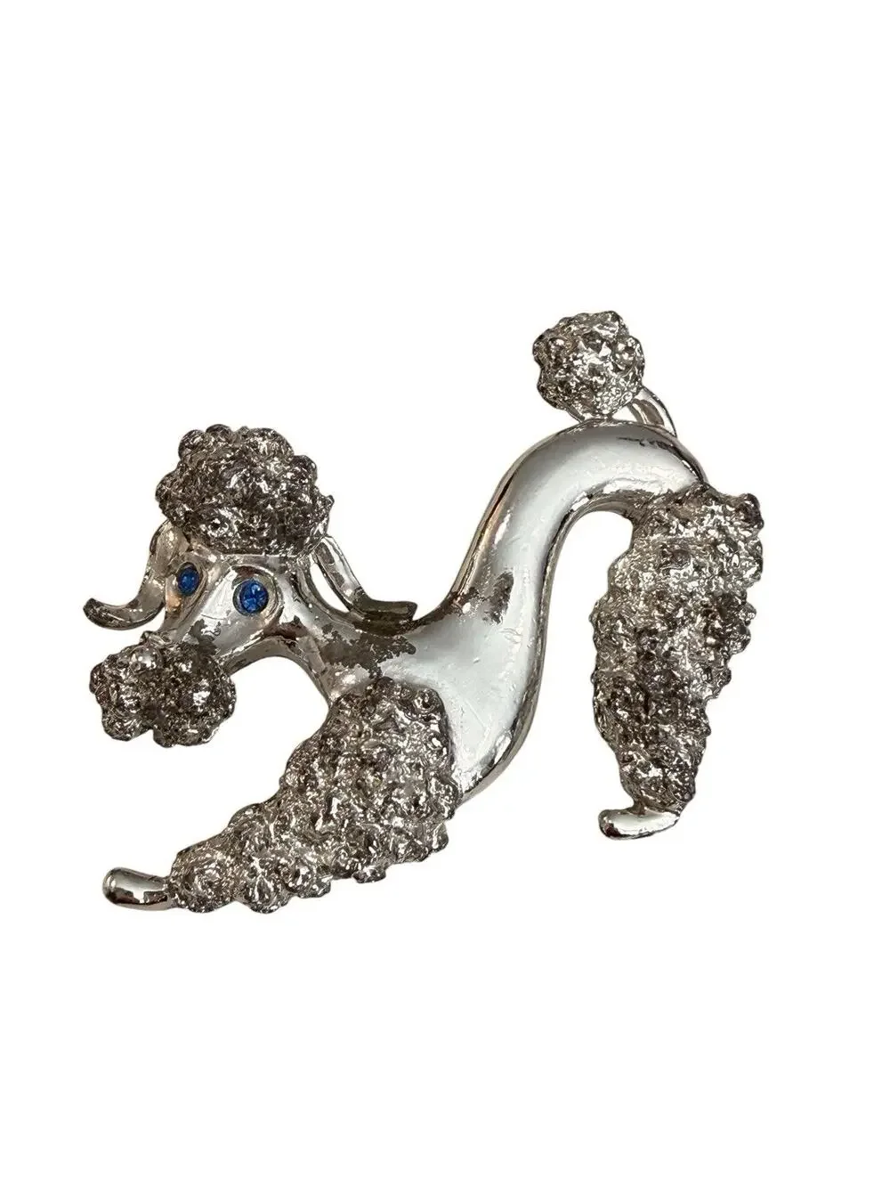 Vintage Silvertone Gerry's Blue Rhinestone Poodle Dog 2